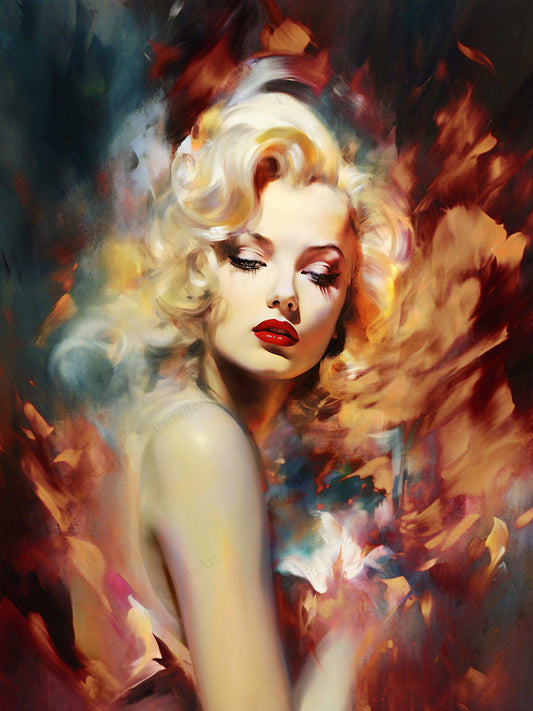 Monroe,Hand Painted Colorful Decorative Canvas Artwork,Moody Wall Decor,Cotton Gloss Canvas Living Room Decor,High-Quality Waterproof Decorative Canvas Art