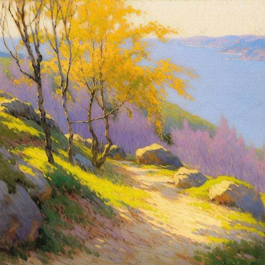 a view of a mountain with a tree in the background