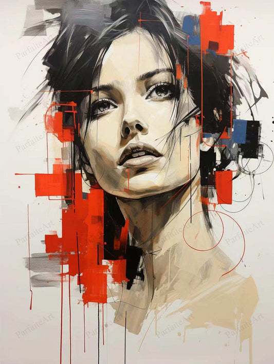 Abstract portrait,Paintings portrait paintings,Modern canvas artwork,Moody Wall Decor,Portrait of a lady,Framed canvas prints