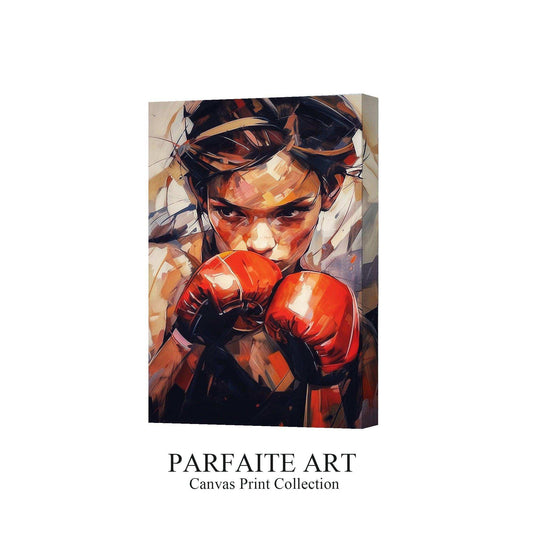 Female Boxers,Hand Painted Colorful Decorative Canvas Artwork,Moody Wall Decor,Cotton Gloss Canvas Living Room Decor,High-Quality Waterproof Decorative Canvas Art