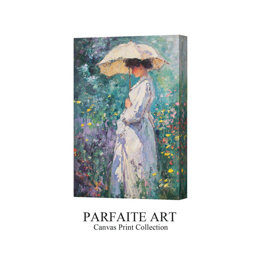 Impressionist Woman,Hand Painted Colorful Decorative Canvas Artwork,Moody Wall Decor,Cotton Gloss Canvas Living Room Decor,High-Quality Waterproof Decorative Canvas Art