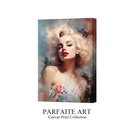 Impressionist Monroe,Hand Painted Colorful Decorative Canvas Artwork,Moody Wall Decor,Cotton Gloss Canvas Living Room Decor,High-Quality Waterproof Decorative Canvas Art