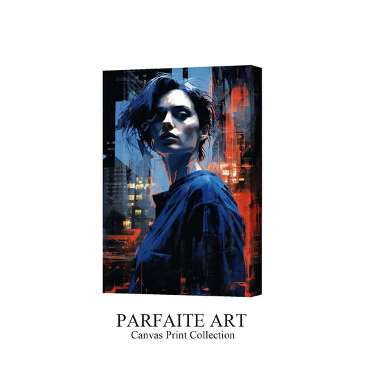 Abstract portrait,Abstract poster,Simple modern,Hand Painted ,Colorful Decorative ,Canvas Artwork,Moody Wall Decor,Cotton Gloss Canvas Living Room Decor,High-Quality Waterproof Decorative, Wood framed canvas prints