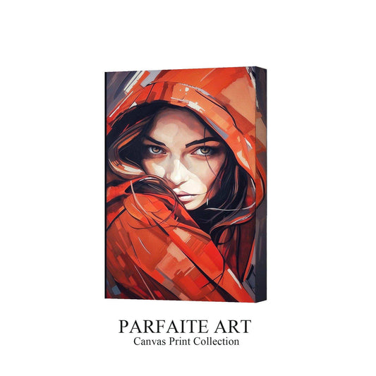 Woman Portrait,Hand Painted Colorful Decorative Canvas Artwork,Moody Wall Decor,Cotton Gloss Canvas Living Room Decor,High-Quality Waterproof Decorative Canvas Art