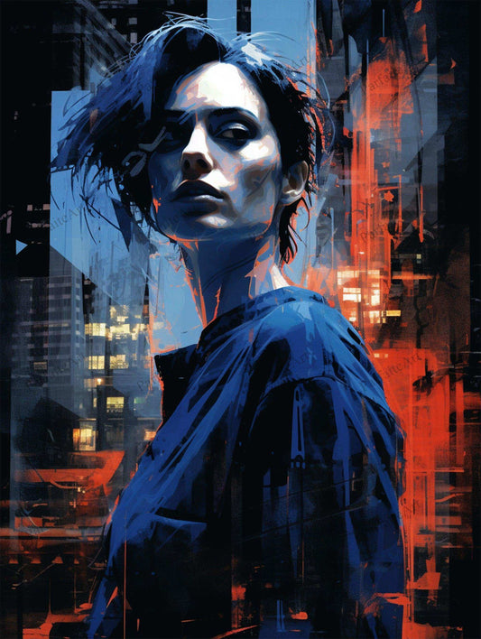 Abstract portrait,Abstract poster,Simple modern,Hand Painted ,Colorful Decorative ,Canvas Artwork,Moody Wall Decor,Cotton Gloss Canvas Living Room Decor,High-Quality Waterproof Decorative, Wood framed canvas prints