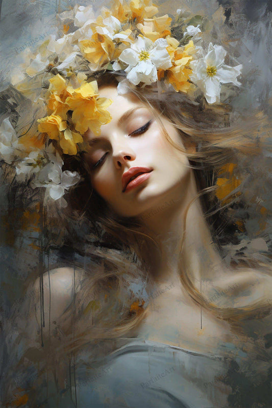 Beauty Woman Portrait,Hand Painted Colorful Decorative Canvas Artwork,Moody Wall Decor,Cotton Gloss Canvas Living Room Decor,High-Quality Waterproof Decorative Canvas Art