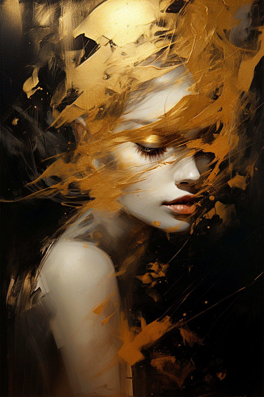 a painting of a woman holding a cell phone