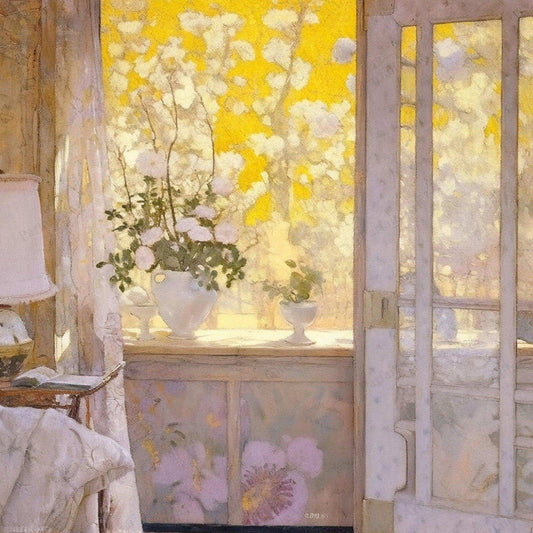 a vase of flowers sitting on a window sill