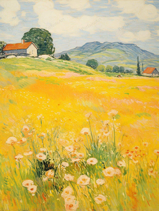 a yellow fire hydrant surrounded by yellow flowers