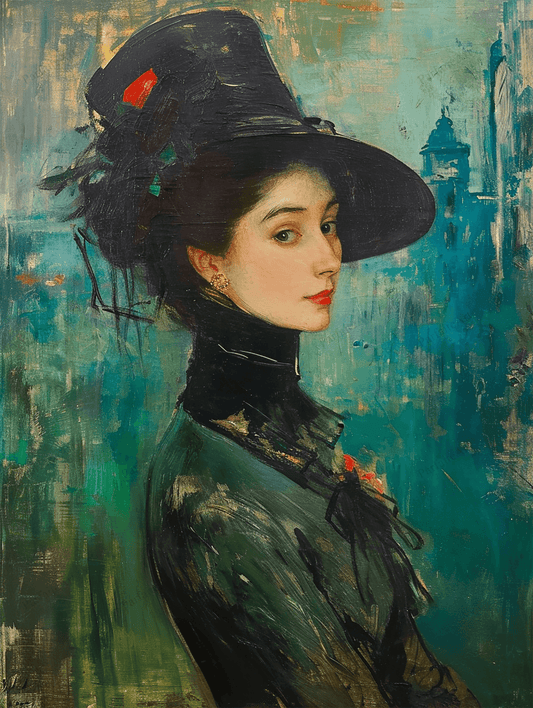 Woman Protrait,Hand Painted Colorful Decorative Canvas Artwork,Moody Wall Decor,Cotton Gloss Canvas Living Room Decor,High-Quality Waterproof Decorative Canvas Art