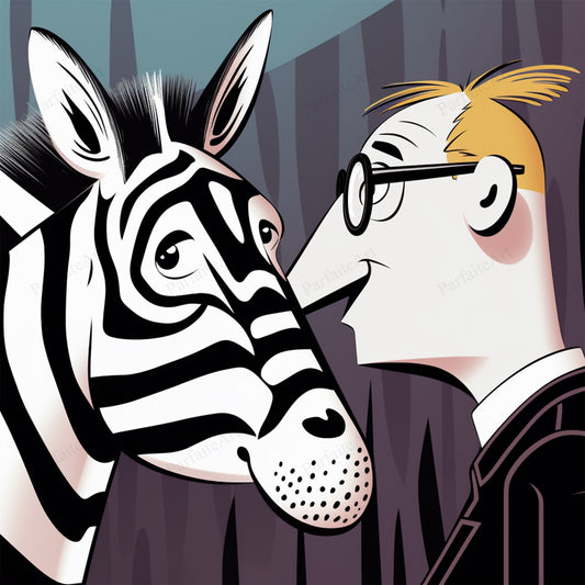 Cartoon Style Zebra with Men Painting| Wall Art Decor |Wall Art Print |Kids Wall Art,Comic Book Art,Art Deco Wall Gifts|Bedroom,kids' room|PRINTABLE Art |Digital Download