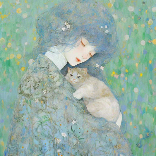 Impressionist Girl,Hand Painted Colorful Decorative Canvas Artwork,Moody Wall Decor,Cotton Gloss Canvas Living Room Decor,High-Quality Waterproof Decorative Canvas Art