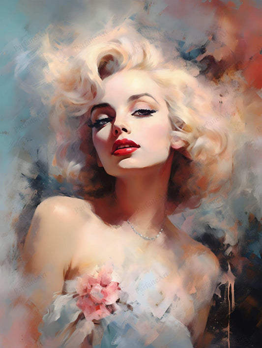 Impressionist Monroe,Hand Painted Colorful Decorative Canvas Artwork,Moody Wall Decor,Cotton Gloss Canvas Living Room Decor,High-Quality Waterproof Decorative Canvas Art