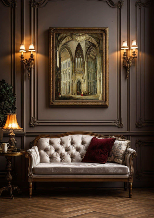 Architectural, Landscape Decorative Painting,Vintage Canvas Painting Prints,World Famous Paintings Series,Moody Wall Decor,High-Quality Waterproof Decorative Canvas Art,Hotel Aisle Living Room Home Decor Art,Giclée Printing Technique