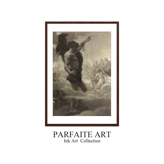 Vintage Framed Fine Art Paper,Cotton Etching Decor Prints,Expressionism, Sketch #P10