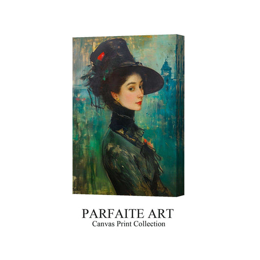 Woman Protrait,Hand Painted Colorful Decorative Canvas Artwork,Moody Wall Decor,Cotton Gloss Canvas Living Room Decor,High-Quality Waterproof Decorative Canvas Art