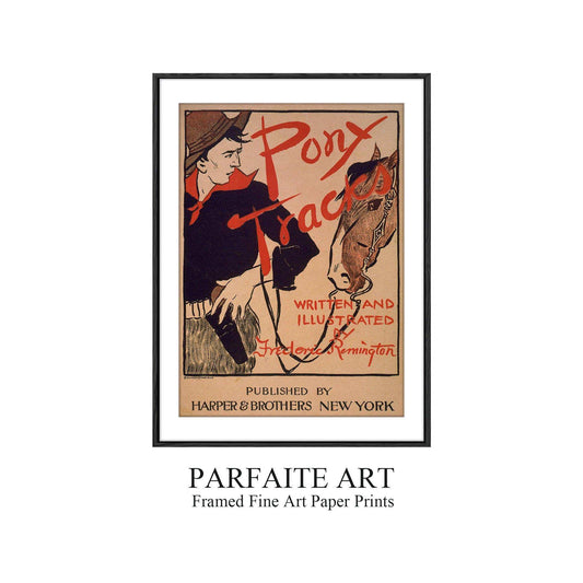 Western Cowboy,High-Quality Giclée Framed Vintage Poster Art Deco Wall Print #34 black