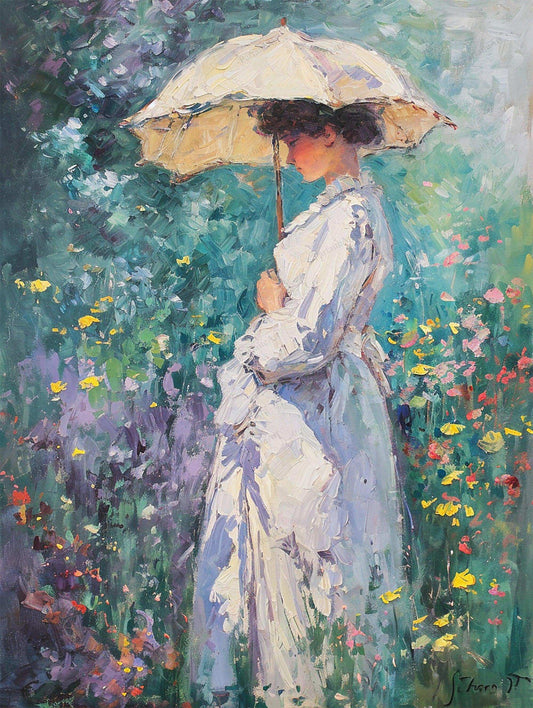 Impressionist Woman,Hand Painted Colorful Decorative Canvas Artwork,Moody Wall Decor,Cotton Gloss Canvas Living Room Decor,High-Quality Waterproof Decorative Canvas Art