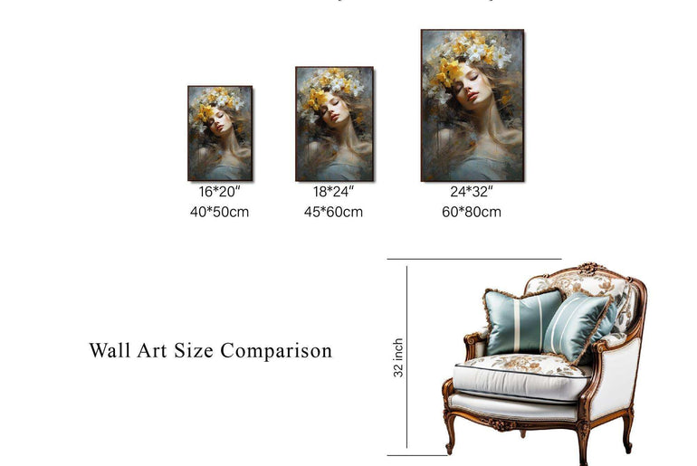 Beauty Woman Portrait，Hand Painted Colorful Decorative Canvas Artwork，Moody Wall Decor，Cotton Gloss Canvas Living Room Decor，High-Quality Waterproof Decorative Canvas Art