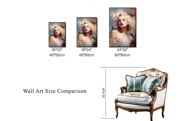 Impressionist Monroe，Hand Painted Colorful Decorative Canvas Artwork，Moody Wall Decor，Cotton Gloss Canvas Living Room Decor，High-Quality Waterproof Decorative Canvas Art