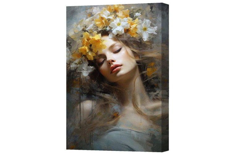 Beauty Woman Portrait，Hand Painted Colorful Decorative Canvas Artwork，Moody Wall Decor，Cotton Gloss Canvas Living Room Decor，High-Quality Waterproof Decorative Canvas Art