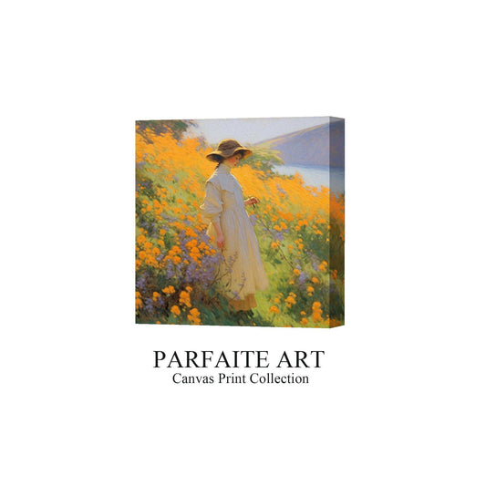 Vision of Serenity: Impressionist Girl Amidst Landscape - Vivid Canvas Art for Tranquil Living Spaces NO Frame