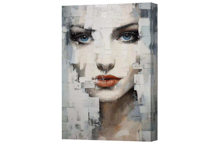 Abstract portrait，Paintings portrait paintings，Modern canvas artwork，Moody Wall Decor，Portrait of a lady，Framed canvas prints black NO Frame