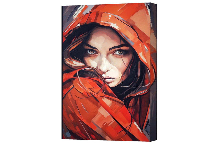 Woman Portrait，Hand Painted Colorful Decorative Canvas Artwork，Moody Wall Decor，Cotton Gloss Canvas Living Room Decor，High-Quality Waterproof Decorative Canvas Art