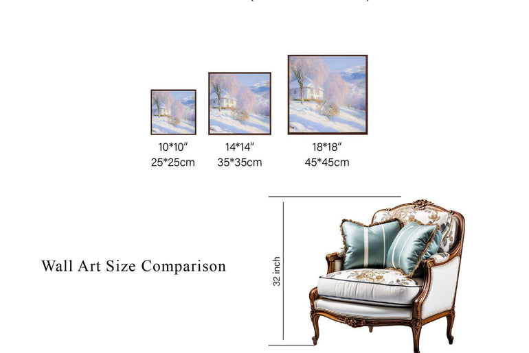 Impressionist Landscape，Hand Painted Colorful Decorative Canvas Artwork，Moody Wall Decor，Cotton Gloss Canvas Living Room Decor，Snow Scene，High-Quality Waterproof Decorative Canvas Art