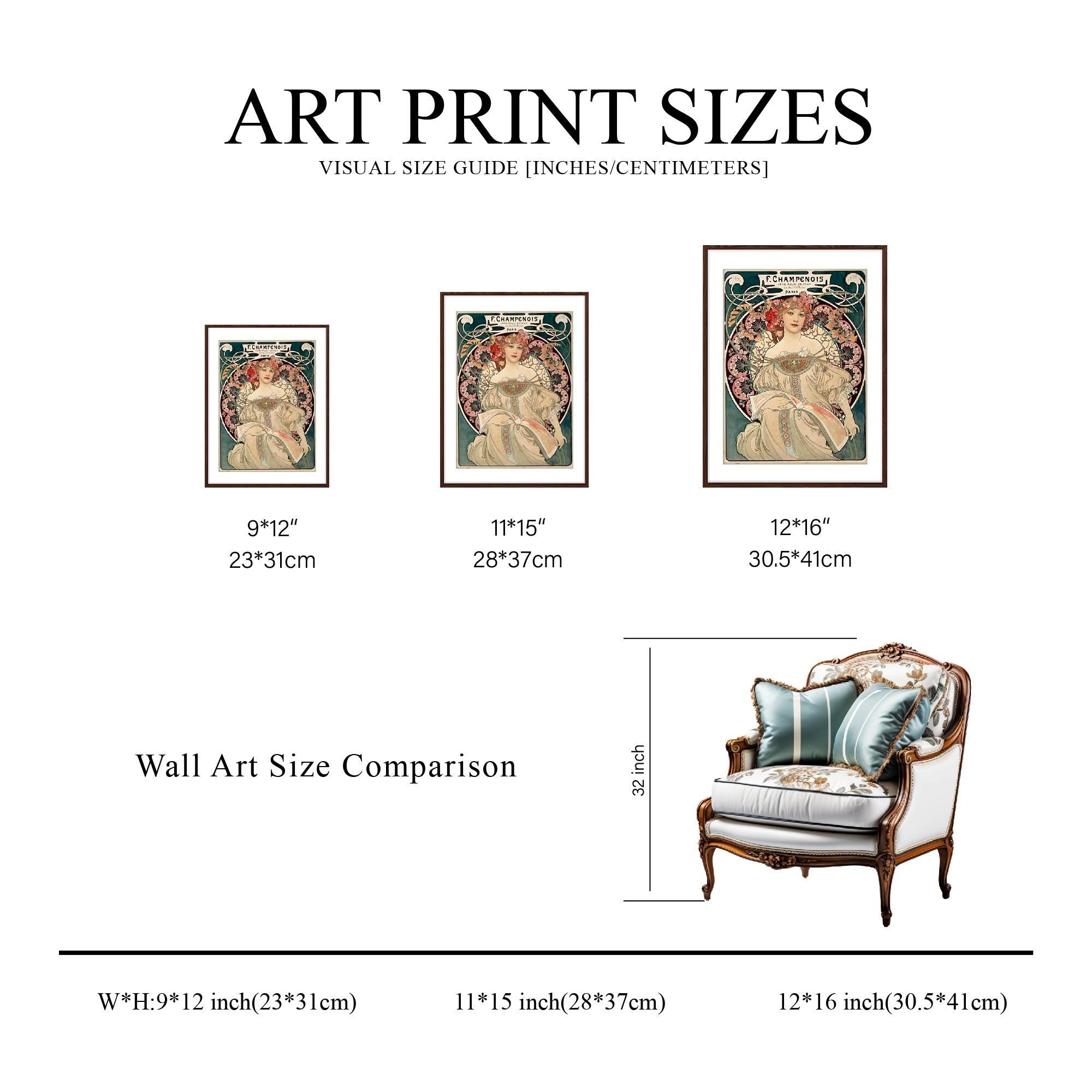 Framed fine art prints,Vintage Wall Art Print,Moody Wall Decor,Large art prints for walls,Mucha artwork,High-Quality Professional Giclee technique