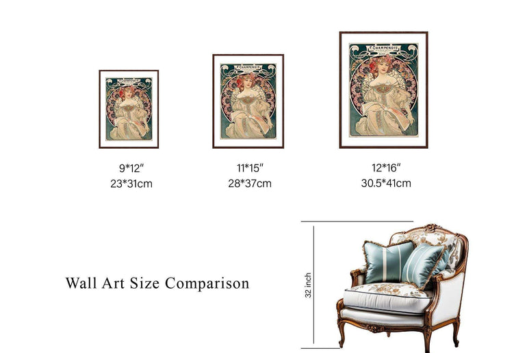 Framed fine art prints,Vintage Wall Art Print,Moody Wall Decor,Large art prints for walls,Mucha artwork,High-Quality Professional Giclee technique