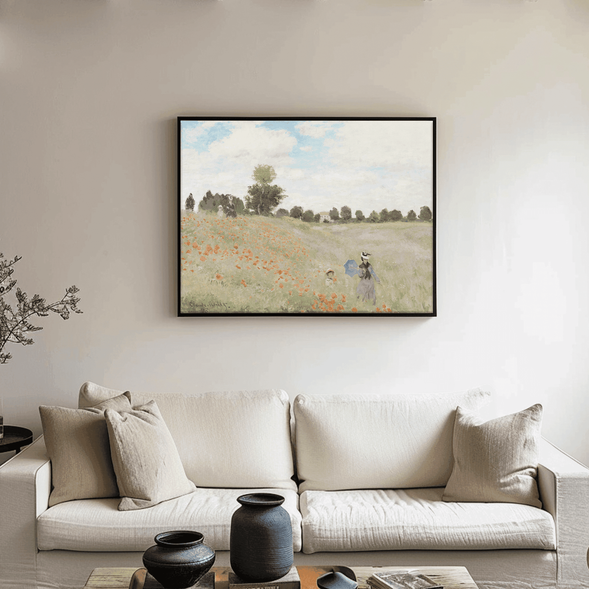 Poppy Field near Argenteuil, 1873 by Claude Monet | Impressionism Wall Art | Poppy Art | Framed Giclee Print