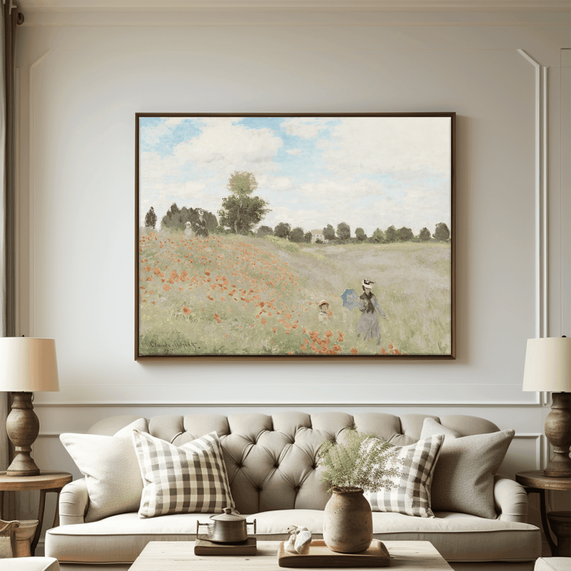 Poppy Field near Argenteuil, 1873 by Claude Monet | Impressionism Wall Art | Poppy Art | Framed Giclee Print