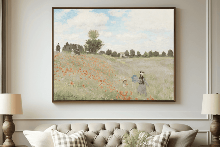 Poppy Field near Argenteuil, 1873 by Claude Monet | Impressionism Wall Art | Poppy Art | Framed Giclee Print