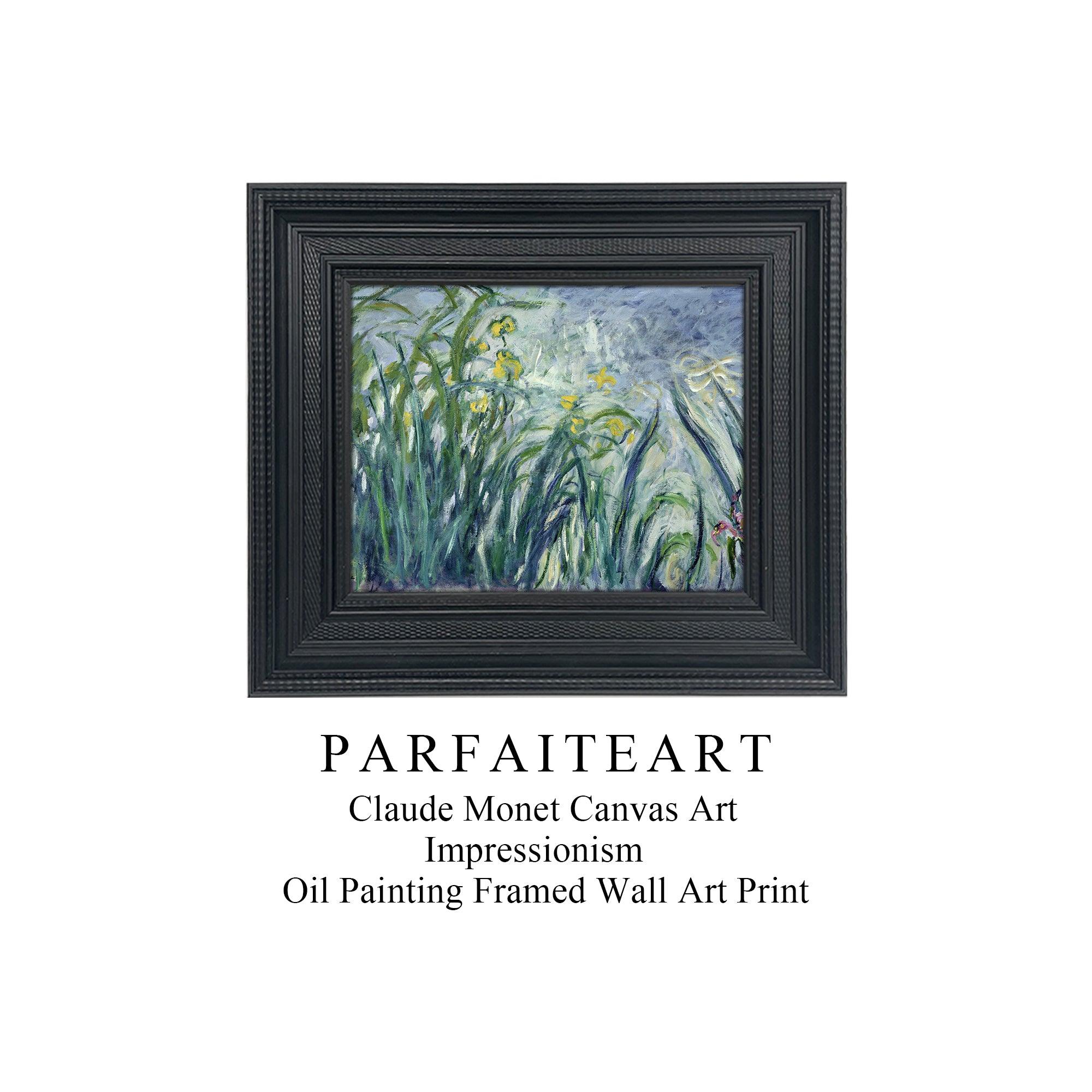 Famous Painting Print，Claude Monet，Moody Wall Decor，Black Vintage Frame,Solid Wood,High-Quality Waterproof Decorative Canvas Art， Hotel Aisle Living Room Home Decor Art 18x15 inches 3 Black