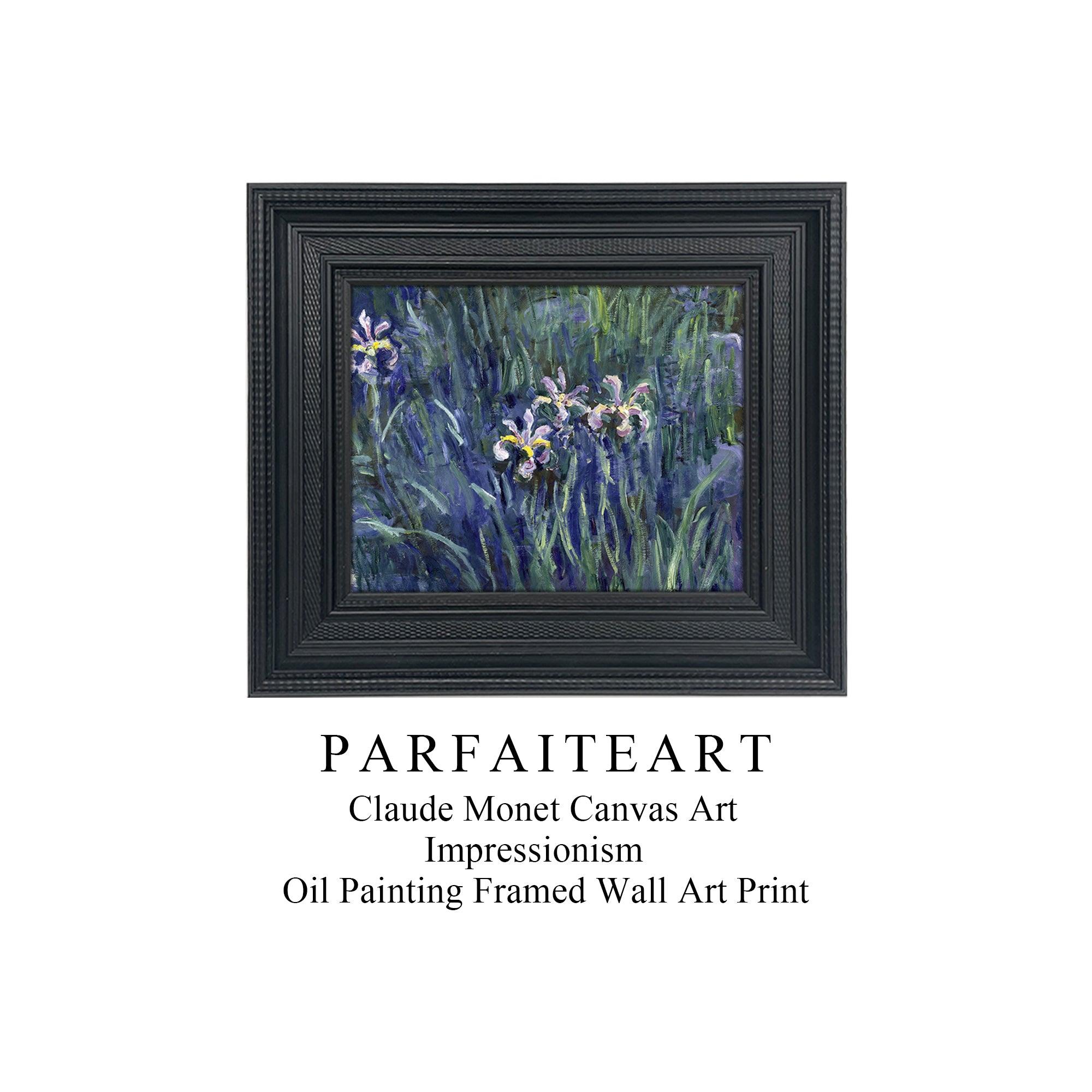 Famous Painting Print，Claude Monet，Moody Wall Decor，Black Vintage Frame,Solid Wood,High-Quality Waterproof Decorative Canvas Art， Hotel Aisle Living Room Home Decor Art 18x15 inches 4 Black