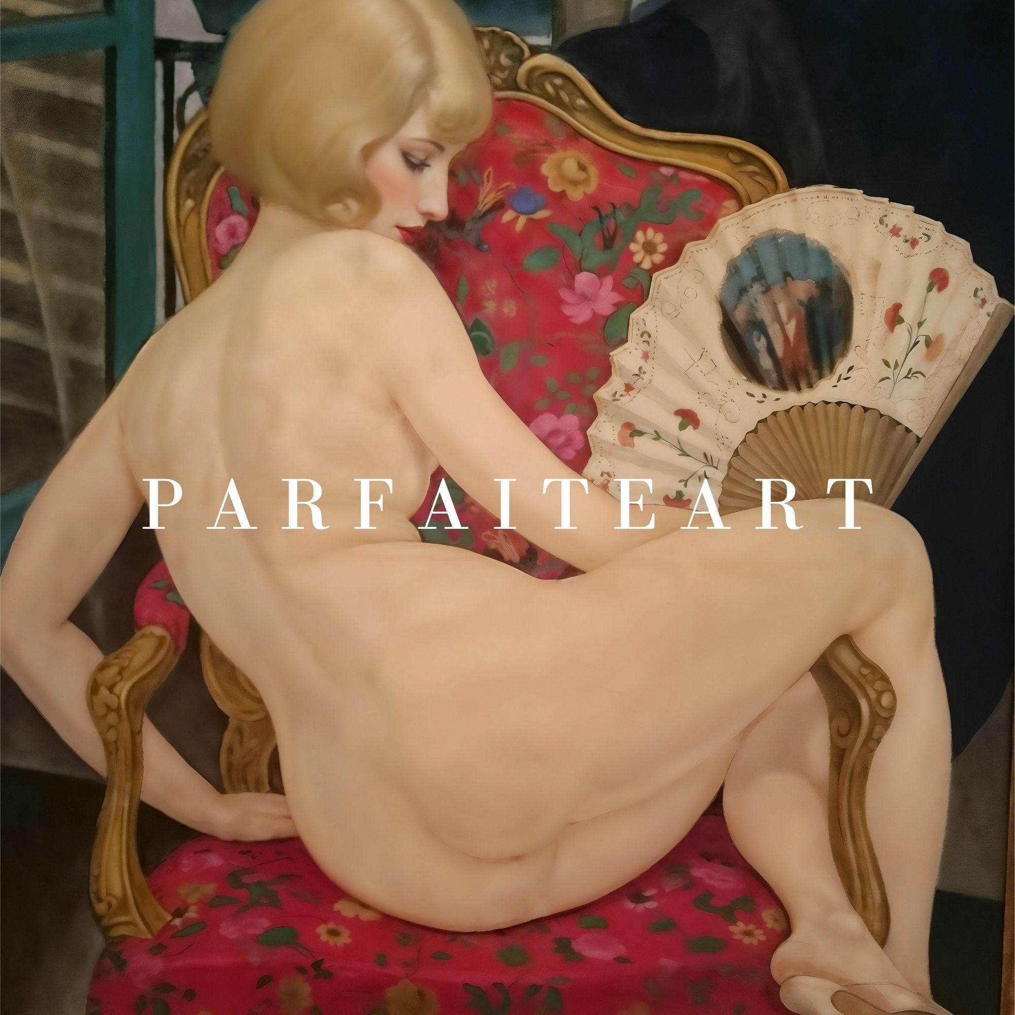 Wall Art , Art Deco Nude Woman Prints,Living Room, Giclée Print #105