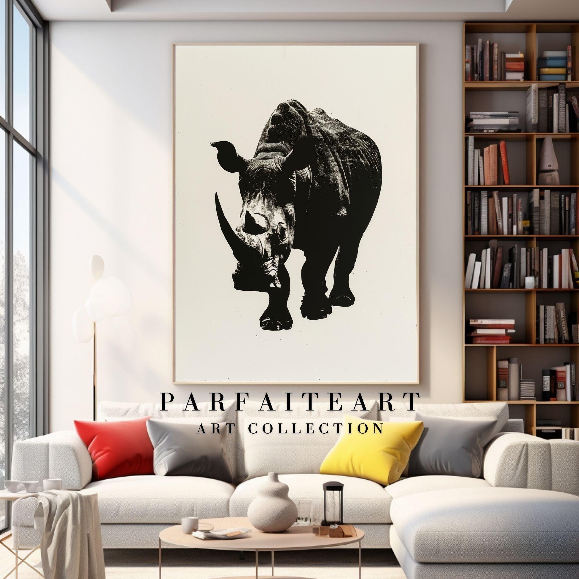 Rhinoceros Ink Art Painting,Wall Art Prints,Poster,Digital Download Files P36