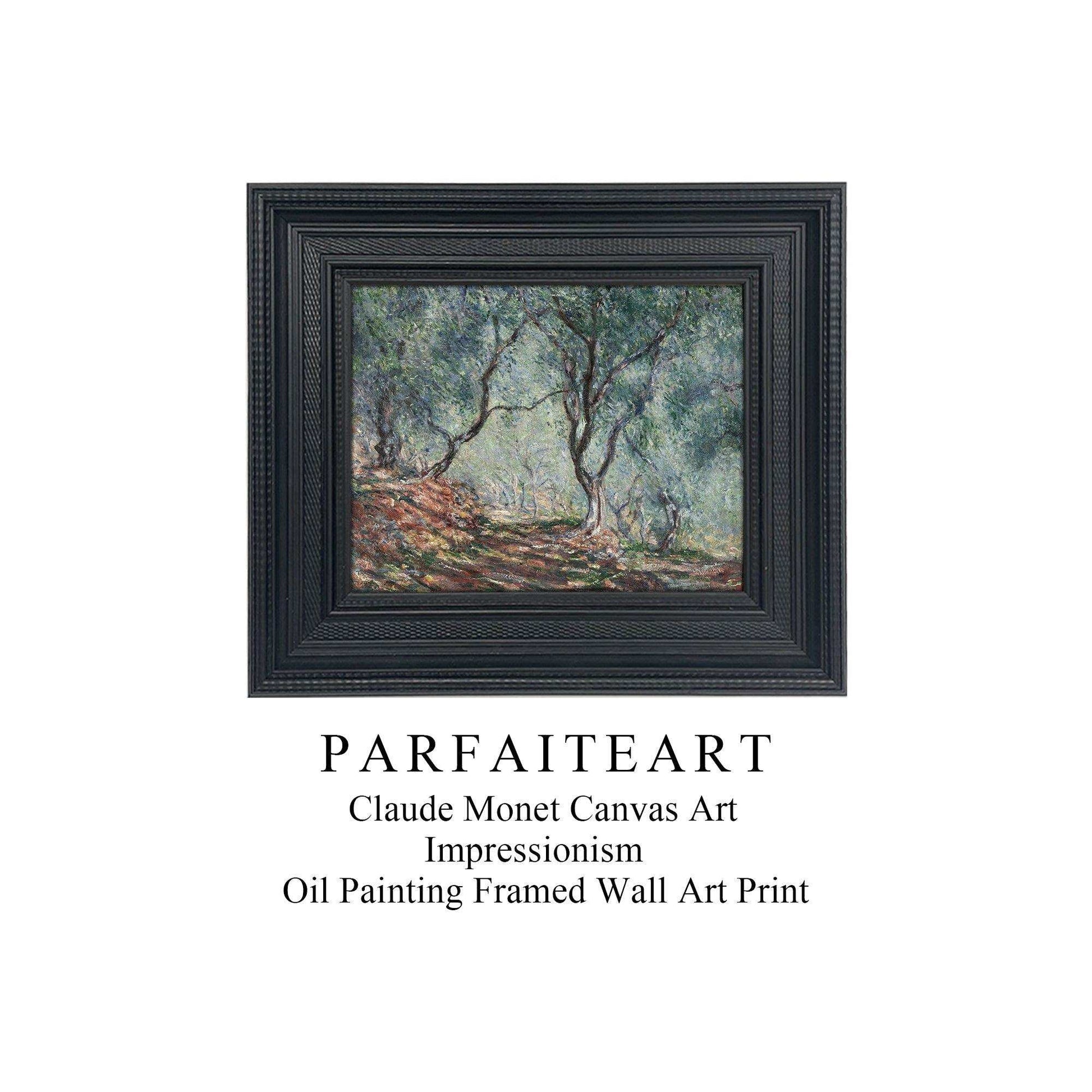 Famous Painting Print，Claude Monet，Moody Wall Decor，Black Vintage Frame,Solid Wood,High-Quality Waterproof Decorative Canvas Art， Hotel Aisle Living Room Home Decor Art 18x15 inches 1 Black