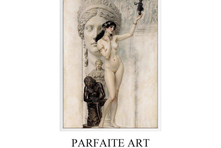 Art Nouveau Portraits, Lady's Nude on Printable Canvas,Giclée Printing #92 White