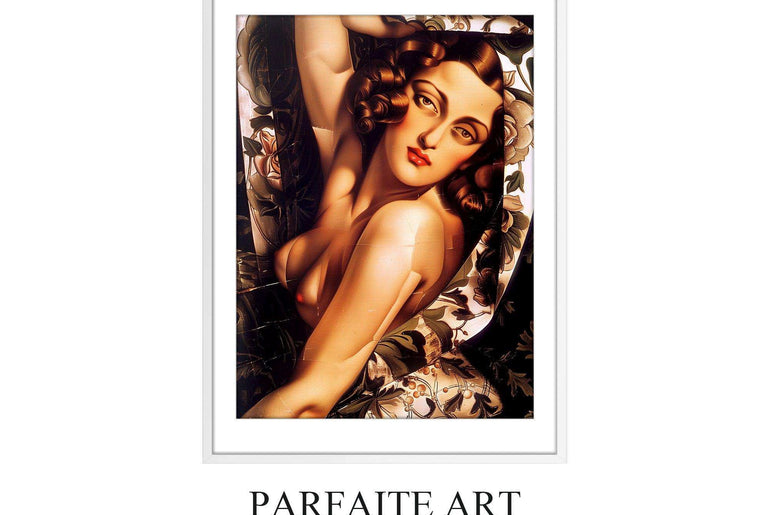 Art Deco,Woman Portrait, Framed Fine Art Paper Prints,Giclée technique #40 White Framed