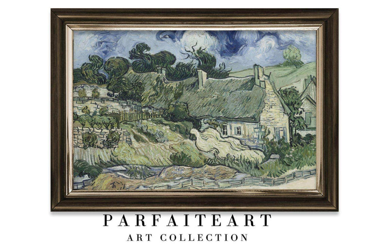 Van Gogh Farmhouse Landscape: Giclée Canvas Prints in Vintage Art Deco Style #75