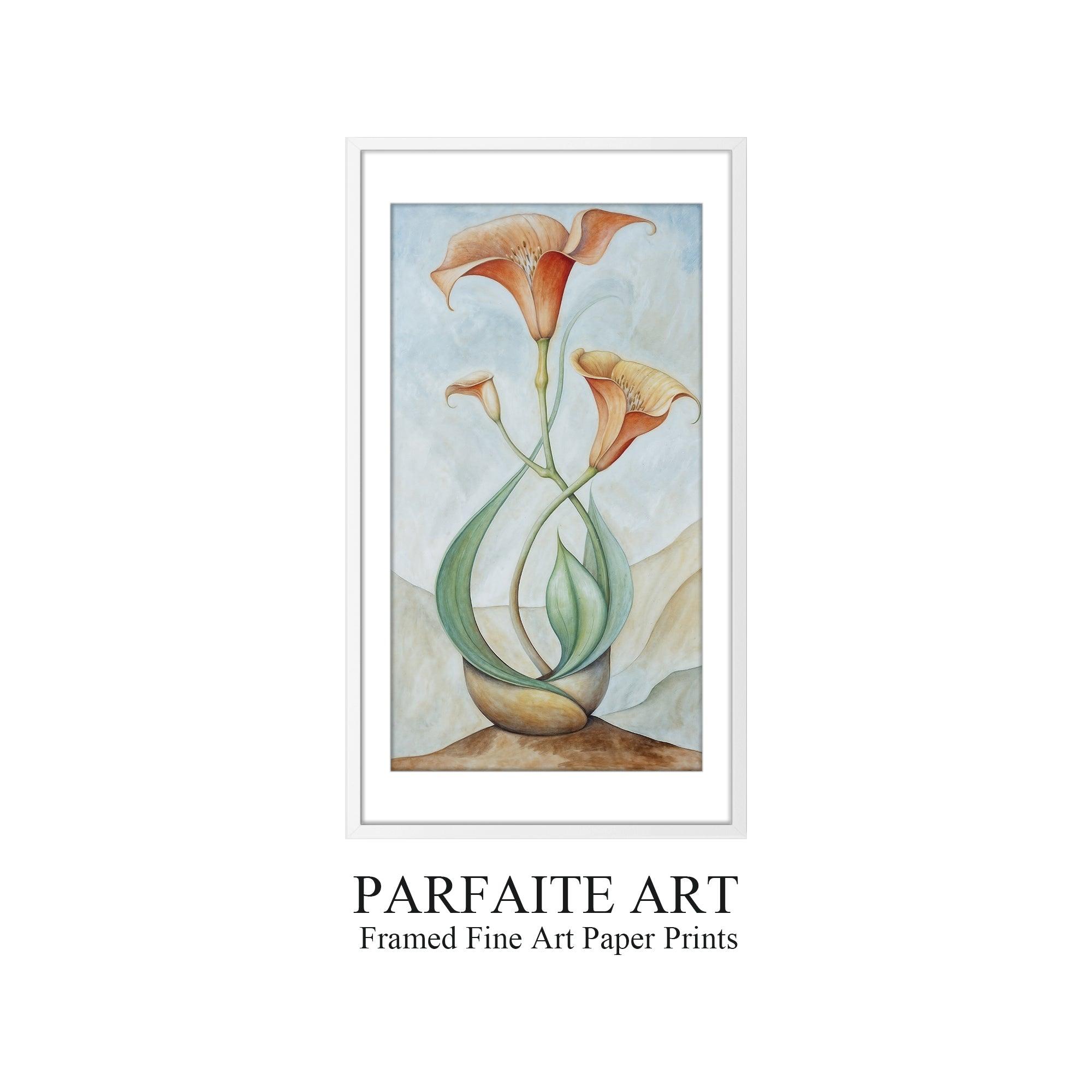 Art Deco,Inspired Botanical ,Giclée Art Prints,Framed Prints #40 White Framed