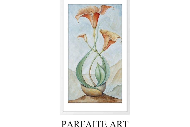 Art Deco,Inspired Botanical ,Giclée Art Prints,Framed Prints #40 White Framed