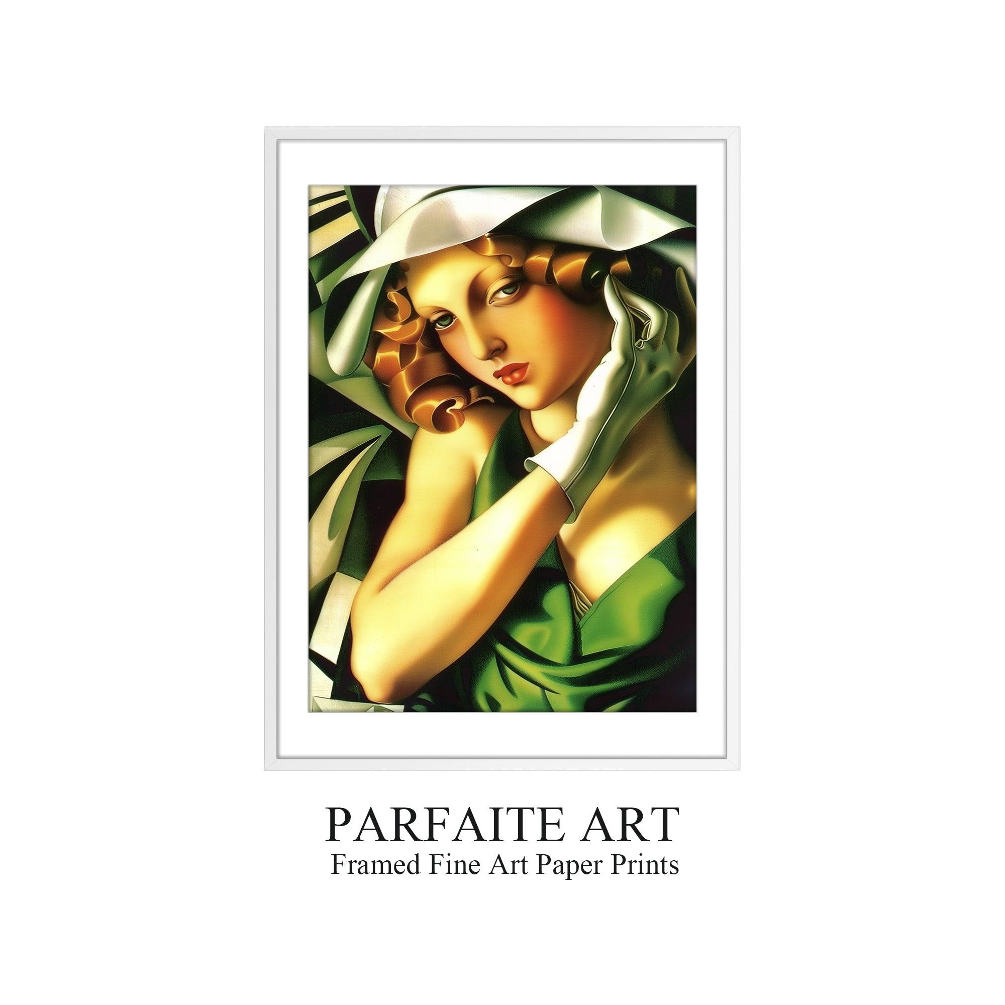 Art Deco,Framed Prints,Woman Portrait,Wall Art,Giclée technique #39 White Framed
