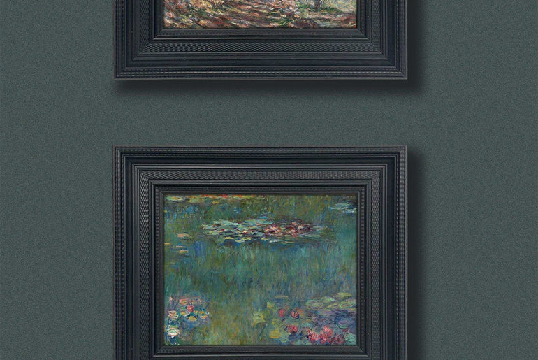 Famous Painting Print，Claude Monet，Moody Wall Decor，Black Vintage Frame,Solid Wood,High-Quality Waterproof Decorative Canvas Art， Hotel Aisle Living Room Home Decor Art