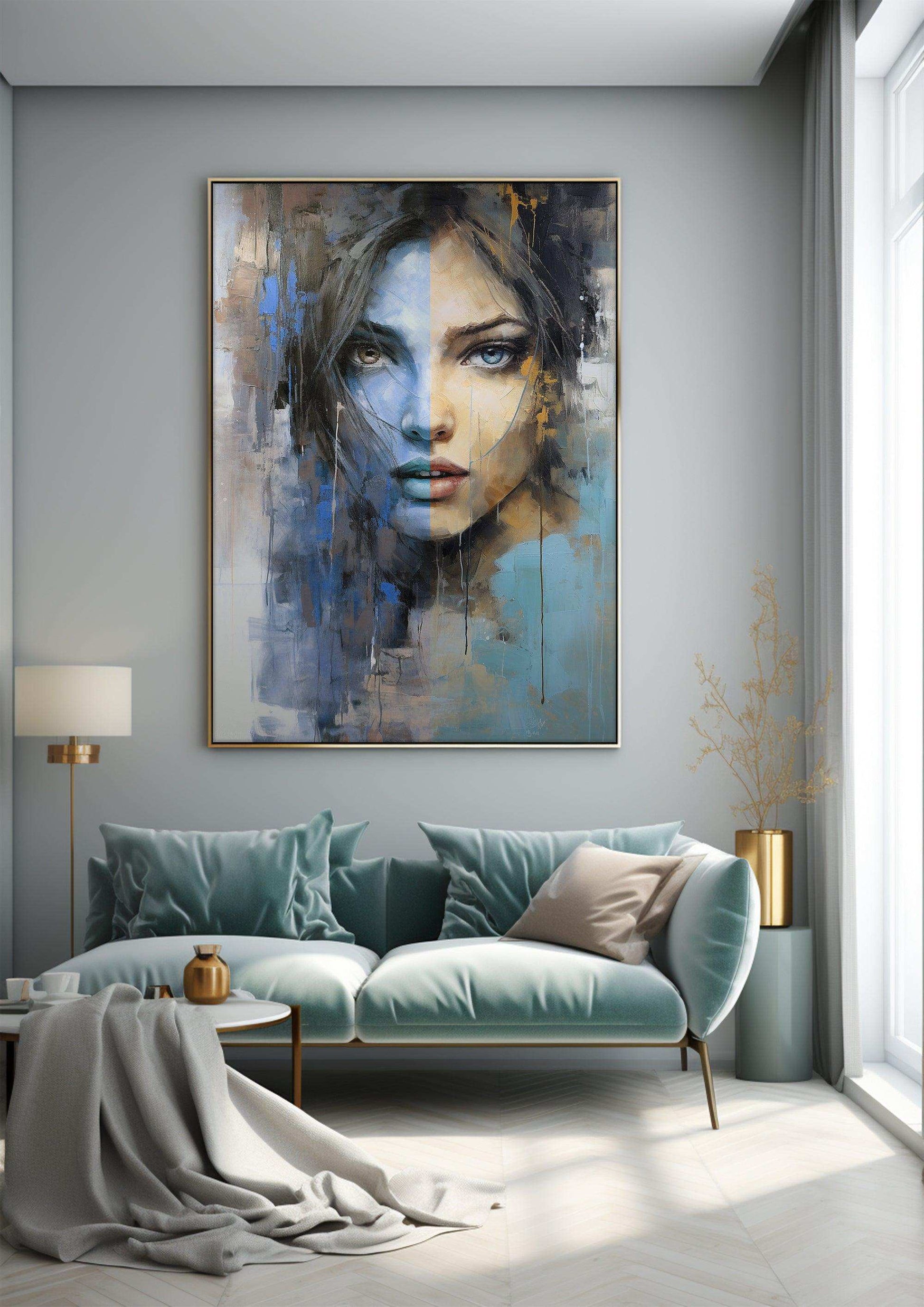 Contemporary Reflections: Elegant 'Portrait of a Lady' in Modern Canvas Artwork - Framed Canvas Prints for Sophisticated Interiors