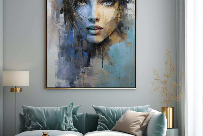 Contemporary Reflections: Elegant 'Portrait of a Lady' in Modern Canvas Artwork - Framed Canvas Prints for Sophisticated Interiors