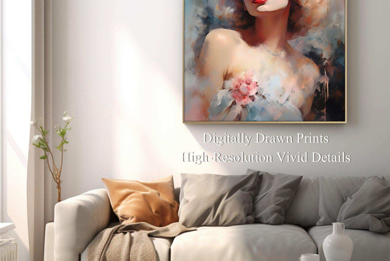 Impressionist Monroe，Hand Painted Colorful Decorative Canvas Artwork，Moody Wall Decor，Cotton Gloss Canvas Living Room Decor，High-Quality Waterproof Decorative Canvas Art