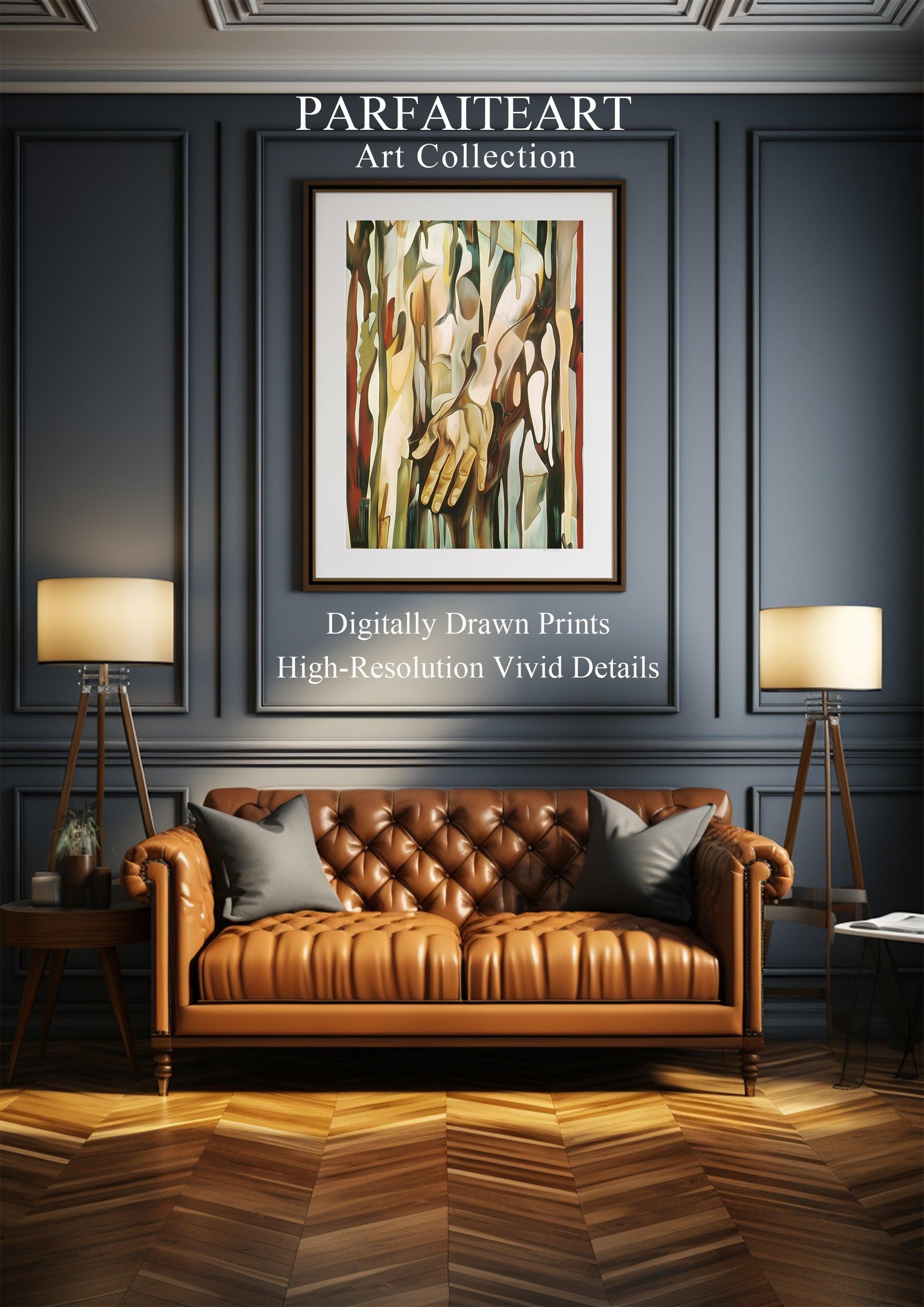 Art Deco ,Abstract Hands,Wall Art For Living Room, Giclée Prints #36